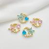 Ouro 14K Bolso Retentor de Cor Cristal de Zircônio Flor Amor Pingente Pulseira DIY Feita à Mão Colar Primeiro Material de Joia Acessórios