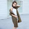 Leche de Papaya Verano Nuevo Estilo Coreano Gabardina Moda Elegante Manga Tres Cuartos Color Sólido Bolsillo Cordón Delgado Chaqueta Moderna