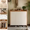 Zapatero de entrada para uso doméstico, estilo madera natural, armario de almacenamiento de gran capacidad, zapatero de pared integrado para pasillo y recibidor