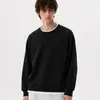 Moletom Masculino Gola Redonda Liso, Primavera e Outono, Forrado com Fleece, Engrossado, Ombro Caído, Caimento Solto, Manga Longa, Simples e Versátil, Casual, Atacado