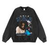 Moletom com Capuz Lavado Estampado Vintage Flor Frita Gola Redonda Algodão Puro Tamanho Plus Size Streetwear Desgastado Capuz Solto