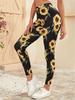Calças Estampadas Respiráveis Europeias e Americanas Transfronteiriças Outono e Inverno Finas Comuns com Aparência Slim Base Preta Leggings Justas