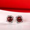 Pendientes Antiguos de Moda Plateados para Mujer de Plata S925 Joyería Pendientes Retro de Ámbar Rojo para Mujer Pendientes Sencillos