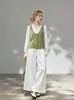 Cardigã colete de tricô com decote V vazado estilo coreano para mulheres, top sem mangas casual de outono para usar em camadas