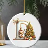 Nueva decoración navideña transfronteriza: Colgante acrílico 2D con letra y diseño de ciervo para árbol de Navidad y decoración navideña del hogar