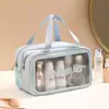Bolsa de Maquillaje Estilo Tiktok para Mujeres, Bolsa de Almacenamiento Portátil Impermeable de Gran Capacidad, Bolsa de Artículos de Tocador Transparente para Viaje con Separación Seco-Húmedo