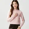 26 Outono Inverno Novo Suéter Feminino de Cashmere com Gola Meia-Alta, Malha Fina em Ponto Pequeno, Corpo Inteiro, Tricô Espesso, Manga Longa, Camada Base, Suéter de Tricô