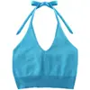 Verão Alça Decote V Suspenso Gola Halter Alça Ajustável Colete Feminino Quente da Internet Quente Quente Quente Menina Bonita Rua Frita Costas Bonitas Roupa Externa Curta Top