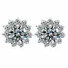 Aretes de moissanita simulación de transmisión en vivo para mujer estilo Ins amor plata de ley S925 circonita seis garras aretes de moissanita aretes