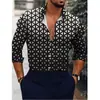 Camisas Nuevas para Hombre de Venta Caliente de Exportación Europea y Americana Transfronteriza, Tops de Manga Larga con Cuello de Moda Estampado Digital 3D Fresco