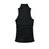 Chaleco sin mangas ajustado para chica sexy con cintura media transparente plisado de cuello alto pequeño para mujer Primavera y Verano Nuevo Look Slim Sexy Top Interior
