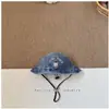 Sombrero de Pescador de Borde Medio de Mezclilla Lavada Estilo Coreano para Niños, Nuevo Oso, para Niños y Niñas, Sombrero Lavado para Protección Solar al Aire Libre