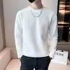 2026 Otoño Texturizada Cuello Redondo Manga Larga Ajuste Relajado Caída Manga Larga Camiseta Top Holgado Capa Base de Punto