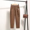 Pantalones para Madre de Mediana Edad Estilo Primavera y Verano para Mujer Pantalones Casuales Rectos Algodón Sarga Sueltos Moda Pantalones Harem Pequeños