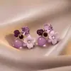 Pendientes de flor morada diseño nicho pendientes temperamento suave pendientes de alta gama para mujer al por mayor pendientes de lujo ligero de alta gama