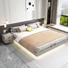 Estructura de Cama Tatami Flotante con Base de Listones, Estructura de Cama Doble Simple Moderna sin Cabecero, Hecha de Madera Maciza para Apartamentos Pequeños