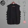 Verão colete masculino de lazer colete de algodão e linho fivela vintage plus size estilo chinês masculino estilo nacional fábrica atacado