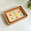 Cesta de Rattan Vietnamita Cor de Rattan Criativa Cesta de Frutas Decoração Decoração Bandeja de Armazenamento de Joias Bandeja de Chá Bandeja de Armazenamento