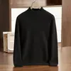 Suéter de Cachemira para Hombre de Cuello Semi-Alto Grueso Estilo Nuevo de Otoño e Invierno Suéter Business Casual Suéter de Punto de Lana de Color Sólido Liso
