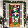 Cubierta de Puerta de Tela Elástica Cubierta de Puerta de Navidad Alegre Transfronteriza Tapiz Fondo de Tela de Regalo de Papá Noel para Fiesta Festiva