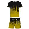 Traje de dos piezas para hombre, camiseta de manga corta con estampado digital, pantalones cortos y talla grande, deportivo, informal, de comercio exterior transfronterizo