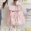 Mochila Nueva de Conejo con Lunares para Mujer, Gran Capacidad, Mochila con Cordón de Estrella, Linda de Alta Apariencia, Bolsa Escolar para Niñas Estudiantes