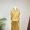 Colete Jacquard Decote em V Profundo 2026 Outono Novo Colete Pulôver Colete Emagrecedor Novo Estilo Chinês Colete Versátil