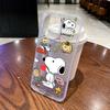 Funda de Teléfono de Dibujos Animados Curativos Estilo Japonés Snoopy Peanuts Cómic Funda de Teléfono Transparente con Purpurina Apple 14