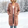 Nuevo modelo transfronterizo, cárdigan largo de punto con botones, moda estampada de otoño e invierno, chaqueta suéter casual personalizada para mujer
