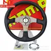 Superventas transfronterizo 14 pulgadas TUNER volante de carreras de cuero genuino color bronce, volante plano universal para modificación de carreras