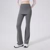 Calça de Yoga Nude de Cintura Alta com Franzidos Levanta Bumbum com Franjas para Corrida e Fitness Calça Flare