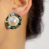 Aretes Geométricos Asimétricos de Perla Coreana Diseño Retro Nicho Exagerado Aretes Elegantes Aretes