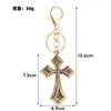 Llavero de Cruz de Diamante Retro Estilo Artístico con Pedrería Multicolor Colgante para Mochila Escolar Llavero de Metal Personalizado para Coche