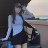 Camiseta Blanca de Manga Larga Transparente Estilo Coreano Versátil para Mujer Otoño 2024 Nueva Ajustada Adelgazante Camisa Base Top Elegante