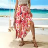 Falda de mujer de comercio exterior transfronterizo, falda de línea A con estampado floral estilo bohemio de verano, cintura elástica, producción de muestra de 3 días