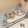 Felpudo de Baño de Seda con Agujeros Estilo Dibujo Animado, Secado Rápido, Antideslizante, Recortable, Drenaje de Agua, Felpudo para Pies, Alfombrilla de Piso para Baño del Hogar, En Stock