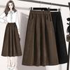 Nueva Falda de Pana para Mujer Otoño e Invierno, de Longitud Media, que Cubre la Barriga, Aspecto Adelgazante, Falda Plisada Elástica en la Cintura para Gorditas