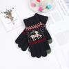 Luvas Femininas de Lã Tricotada Quentes com Tela Sensível ao Toque Estilo Coreano Outono e Inverno, Estampa Moderna de Rena Estilo Casal Natalino para Adultos