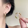 Pendientes de anillo liso exagerado con aguja de plata S925 de estilo europeo y americano para mujer, pendientes de temperamento simple Joker de lujo ligero de alta gama, venta al por mayor
