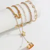 Joyería Transfronteriza Europea y Americana Pulsera de Dedo de Diamante Personalizada Cadena de Mariposa Metálica Cadena para Dedo Cadena de Mano con Pedrería para Mujer