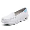 Modelo Nuevo 2023 Zapatos Blancos de Enfermera para Hospital de Piel de Vaca con Amortiguación de Aire, Cómodos Zapatos Planos Blancos de Suela Suave de Moda para Doctores