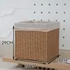 Caixa de Armazenamento Estilo Japonês, Cesta de Armazenamento para Sala de Estar e Quarto, Cesta de Armazenamento de Palha e Rattan Sintéticos, Cesta de Armazenamento para Armário de Casa