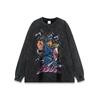 Camiseta de manga corta con estampado de animación de dibujos animados callejeros japoneses, lavada, de marca de moda hip-hop para hombres y mujeres, top de media manga para parejas