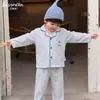 Ropa de estar de estilo familiar Beixinan de frente abierto, Cárdigan de algodón puro suave como una nube, Pijama de algodón puro clase A con cuello de solapa y manga larga