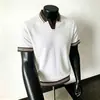 Camiseta Polo de Punto Fresca para Hombre 2026, Polo de Bloques de Color Ajustado con Textura de Punto