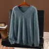 Nuevo Estilo Suéter de Punto 100% Cachemira Pura con Cuello en V Cepillado para Mujer, Estilo Otoño/Invierno Suave y Acogedor, Suéter de Punto de Alta Gama