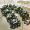 Decoración Navideña Ratán Encriptado Hotel Centro Comercial Ventana Escalera Escena Diseño Nieve Flockada Ratán Colgantes de Puerta