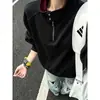 Sudadera con media cremallera y cuello alto deconstruida estilo retro americano para hombre Otoño 2026 Holgada Casual Versátil Top Pulóver