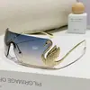 Nuevas gafas de sol de moda transfronterizas sin montura de borde cortado de una sola pieza estilo callejero Y2K adelgazantes con protección UV