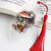 Estilo chinês simples artístico requintado borla folha marcador de página clássico estilo antigo criativo fresco estudante pequeno presente